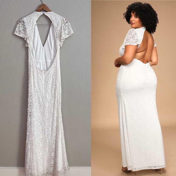 Your Hand in Mine White Lace Flutter Sleeve Maxi Dress - Picture 5 of 9